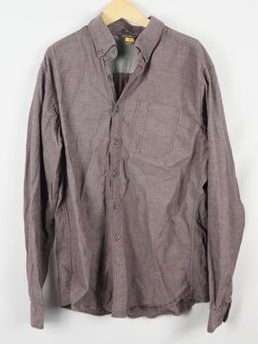 Eddie Bauer Cotton Travel Button-Down Shirt in Muted Purple Gray, Tall Large